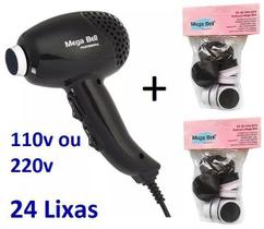 Pedicuro Elétrico Esfoliador Lixa Elétrica para os Pés Preto + 24 Lixas Descartáveis (Escolha a Voltagem) - MEGA BELL