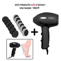 Pedicuro Lixa Elétrica Esfoliador + 12 Lixas - Preto 110V - Megabell