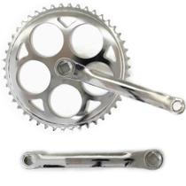 Pedivela em Aço Cromado 46 Dentes Eixo Ponta Quadrada 165mm