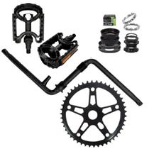 Pedivela Monobloco Bike Mtb + Coroa 46 Dentes + Pedal Rosca Fina + Movimento Central 45mm