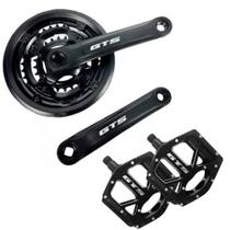Pedivela Pedal Gts Tipo Shimano Reduzido 42/34/24 Preto / Pedal Plataforma GTS Alumínio Rosca Grossa Pedivela Pedal Gts Tipo Shimano Reduzido 42/34/24 Preto / Pedal Plataforma GTS Alumínio Rosca Grossa