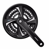 Pedivela Shimano Tourney FC-TX801 48-38-28d 175mm preto com protetor de corrente Pedivela Shimano Tourney FC-TX801 48-38-28d 175mm preto com protetor de corrente