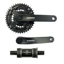 Pedivela Shimano Ty301 Coroas 24-34-42 Preto + Eixo Centro