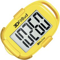 Pedomômetro 3DActive 3DFitBud A420S com presilha e cordão, amarelo Pedomômetro 3DActive 3DFitBud A420S com presilha e cordão, amarelo