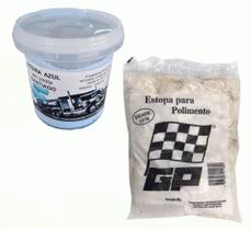 Pedra Azul Em Pasta P/ Polimento (500gr) Estopa Branca 200gr Pedra Azul Em Pasta P/ Polimento (500gr) Estopa Branca 200gr