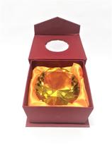 Pedra Do Poder Diamante Peso De Papel Vidro Jóia - Amarela