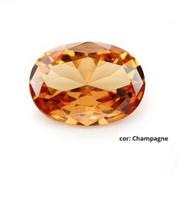 Pedra Oval Zircônia Para Pingente Anel Brincos 16 mm x 12 mm Cor Champanhe Alta Qualidade