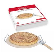 Pedra para pizza com suporte e cortador 38cm - Hauskraft