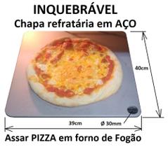 Pedra Refratária Aço Carb. 40x39cm - 6mm Pizza Forno Fogão