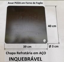 Pedra Refratária Chapa De Aço 40x39cm 6mm Pizza Forno Fogão
