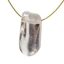 Pedra Rolada Cristal Longa Quartzo Furo Vazado Horizontal Pedra Rolada Cristal Longa Quartzo Furo Vazado Horizontal