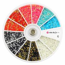 Pedrarias unhas artesanato disco grande margarida e strass