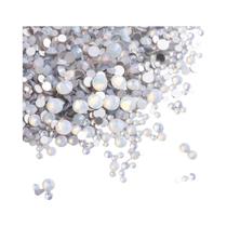 Pedras De Cristal De Vidro Série Opala Branca SS3-SS20 Tamanhos Mistos Para Decoração De Unhas