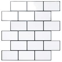 Peel and Stick Backsplash STICKGOO White Subway Tile x10