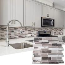 Peel and Stick Backsplash Tiles Art3d Brown Marble x10