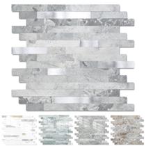 Peel and Stick Stone Metal Tile Backsplash Yipscazo 5 folhas