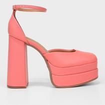 Peep Toe Meia Pata Vizzano Bico Quadrado Salto Bloco Alto