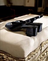 Peep Toe preto salto bloco