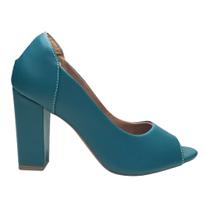 Peep toe salto bloco cor celestial