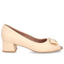 Peep Toe Salto Bloco Laranja Couro