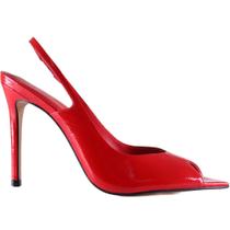 Peep Toe Slingback Zariff Salto Fino 7300016 Vermelho Verniz