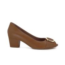 Peep Toe Usaflex Feminino Salto Grosso Confortável Couro