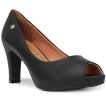 Peep Toe Vizzano Meia Pata Embutida Salto Alto Feminino - Preto