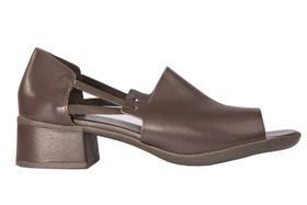 Peeptoe Feminino Couro Cacau - Cód 503921