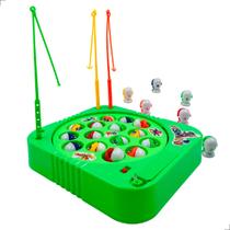 Pega Peixe Brinquedo Jogo Pescaria Pesca Maluca Recreativo Giratorio Infantil Com Varinhas para 3 jogadores e 15 peças