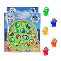 Pega Peixe Jogo Infantil Brinquedo De Pescaria 19 Pçs Verde