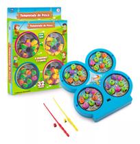 Pega Peixe Pescaria Infantil 32 Peixes 4 Varinhas Gira a Pilha e Som Pega Peixe Pescaria Infantil 32 Peixes 4 Varinhas Gira a Pilha e Som