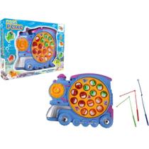 Pega Peixe Trenzinho Pescaria Divertida A Pilha C/ Som Azul - Wellkids