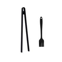 Pegador de Alimentos e Pincel Silicone Preto Cozinha 2un Pegador de Alimentos e Pincel Silicone Preto Cozinha 2un