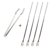Pegador De Carnes Inox E 4x Espetinho 40cm Coração Churras