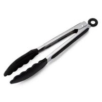 Pegador de Cozinha Preto 26cm em Silicone e Aço Inox com Trava para Carne Churrasco e Salada OEM Pegador de Cozinha Preto 26cm em Silicone e Aço Inox com Trava para Carne Churrasco e Salada OEM