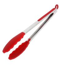 Pegador de Cozinha Vermelho 30cm para Carne Churrasco e Salada em Silicone e Aço Inox com Trava OEM Pegador de Cozinha Vermelho 30cm para Carne Churrasco e Salada em Silicone e Aço Inox com Trava OEM