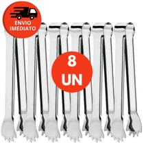 Pegador De Gelo Premium Aço Inox 18,5cm Pinça Com Garra Bar Drinks Profissional Kit C/10 Ou 15 Un