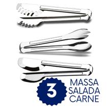 Pegador de Massa Salada Carne 20cm Inox Kit 3 Peças Pegador de Massa Salada Carne 20cm Inox Kit 3 Peças