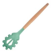 Pegador de Massa Silicone Cabo em Madeira Bambu Cozinha - 32cm - 1Care