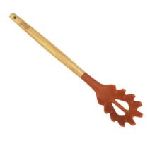 Pegador de Massas Cucina em Silicone Terracota com Cabo em Madeira 31cm - Fracalanza