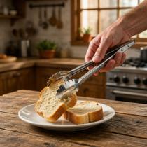 Pegador de Pão Mini Aço Inox 20cm com Dentes para Servir Pegador de Pão Mini Aço Inox 20cm com Dentes para Servir