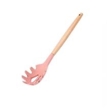 Pegador De Silicone Com Cabo De Madeira Rosa Fen7168E