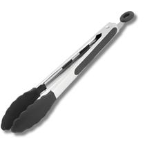 Pegador de Silicone e Aço Inox Preto Multiuso Para Cozinha Saladas Alimentos 25,5cm Uny Home