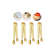 Pegador Dourado Frio Gelo Açucar Mini Pinça Inox Buffet 4un Pegador Dourado Frio Gelo Açucar Mini Pinça Inox Buffet 4un