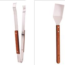 Pegador e espatula para Churrasco, Inox e cabo de madeira Pegador e espatula para Churrasco, Inox e cabo de madeira