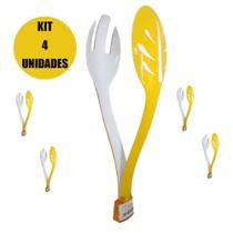 Pegador Kit 4 Unidades Salada Alimentos Utensilio Cozinha Garfo Colher Refeiçao Resistente - ideal importados