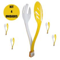 Pegador Kit 4 Unidades Salada Alimentos Utensilio Cozinha Garfo Colher Refeiçao Resistente