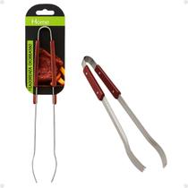 Pegador Longo Churrasco Carne Aço Inox Cabo Madeira