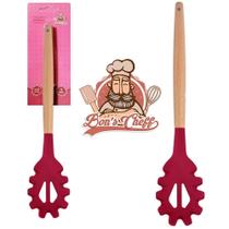 Pegador Massas Silicone Vinho Cabo Madeira Bons Cheff 31X6,5 Pegador Massas Silicone Vinho Cabo Madeira Bons Cheff 31X6,5