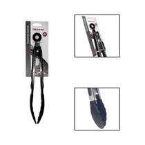 Pegador Multiuso Pinça Preto Inox Silicone M